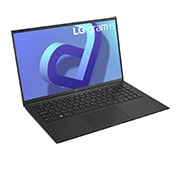 LG gram de 15” ultra-ușor cu afișaj IPS anti-reflex și procesor Intel® Evo de a 12-a generație, Vedere laterală la -30 de grade cu capacul deschis, 15Z90Q-G, thumbnail 3
