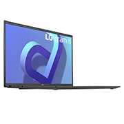 LG gram de 15” ultra-ușor cu afișaj IPS anti-reflex și procesor Intel® Evo de a 12-a generație, Vedere laterală la +45 de grade cu capacul deschis, 15Z90Q-G, thumbnail 6