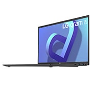 LG gram de 15” ultra-ușor cu afișaj IPS anti-reflex și procesor Intel® Evo de a 12-a generație, Vedere laterală la +45 de grade cu capacul deschis, 15Z90Q-G, thumbnail 7