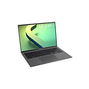LG gram de 16” ultra-ușor cu 16:10 IPS afișaj anti-reflex și procesor Intel® Evo de a 12-a generație, Vedere laterală la -30 de grade cu capacul deschis, 16Z90Q-G, thumbnail 3