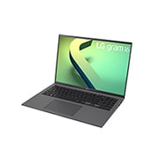 LG gram de 16” ultra-ușor cu 16:10 IPS afișaj anti-reflex și procesor Intel® Evo de a 12-a generație, Vedere laterală la -30 de grade cu capacul deschis, 16Z90Q-G, thumbnail 4