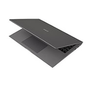 LG gram de 16” ultra-ușor cu 16:10 IPS afișaj anti-reflex și procesor Intel® Evo de a 12-a generație, Vedere laterală la -30 de grade cu capacul pe jumătate deschis, 16Z90Q-G, thumbnail 9