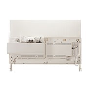 LG OLED | Posé - Gama Objet, Posé văzut din spate, fără Clean Cover atașat, prezentând gestionarea cablurilor televizorului. Organizatorul pentru cabluri și accesorii pe raftul media, pe care sunt așezate un router, o bandă de al, 42LX1Q3LA, thumbnail 10