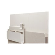 LG OLED | Posé - Gama Objet, Posé văzut din spate, orientat spre stânga, cu organizatorul pentru cabluri, accesorii și cârligul agățat deasupra raftului media., 42LX1Q3LA, thumbnail 9