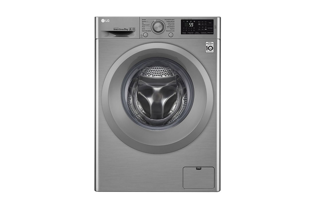 LG Mașină de spălat LG | 8kg spălare | 6 Motion Direct Drive™ 10 ani garanție | Clasa A+++ | NFC ThinQ | Argintiu, F4J5TN7S