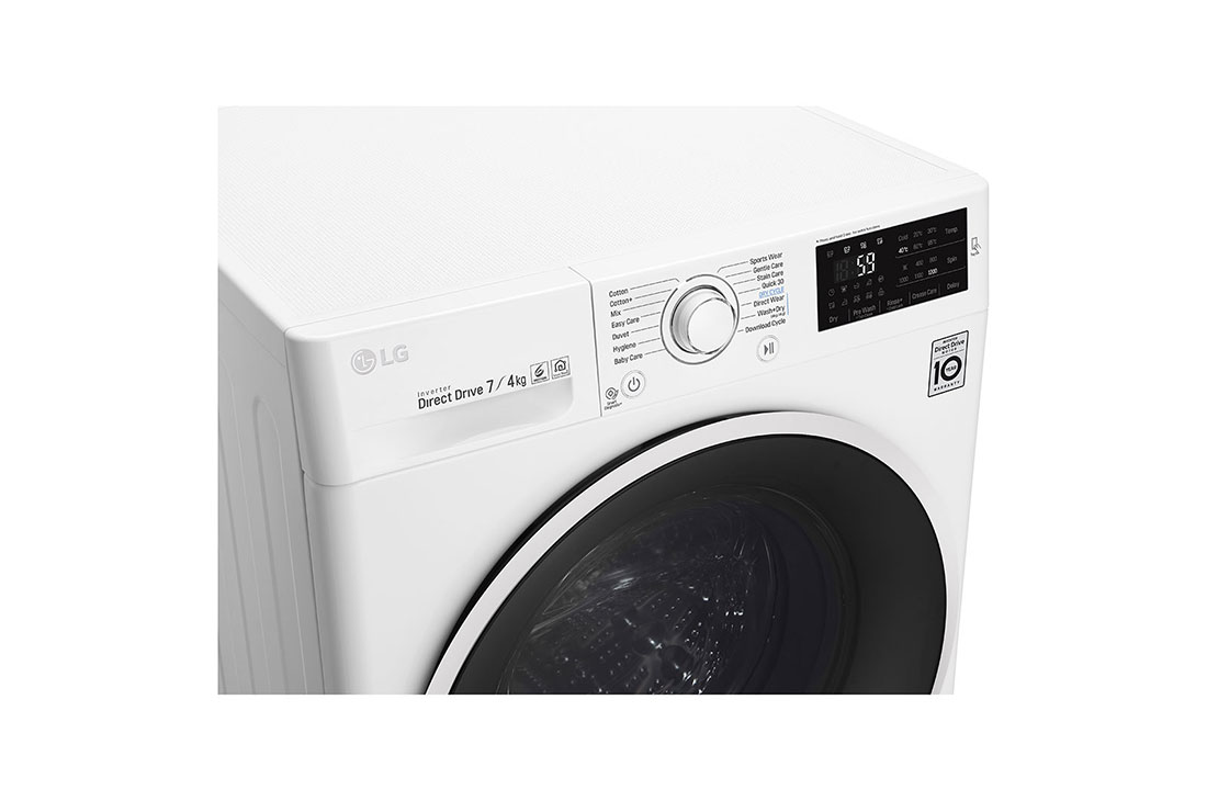 LG Mașină de spălat LG cu uscator SLIM | 7kg spălare | 4kg uscare | 6 Motion Direct Drive™ 10 ani garanție | Clasa B | NFC ThinQ | Alb, F2J6HM0W, thumbnail 5
