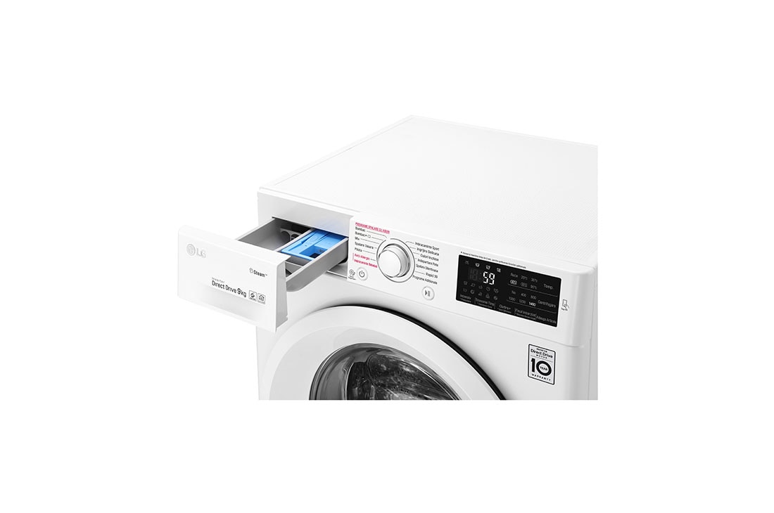 LG Mașină de spălat LG | 9kg spălare | 6 Motion Direct Drive™ 10 ani garanție | Clasa A+++ | Steam™| SmartThinQ | Alb, F4J5VY3W, thumbnail 4