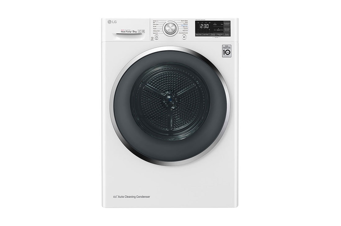 LG Uscator cu pompa de caldura Dual Inverter | 9 kg | Condensator cu curăţare automată, RC90U2AV2W