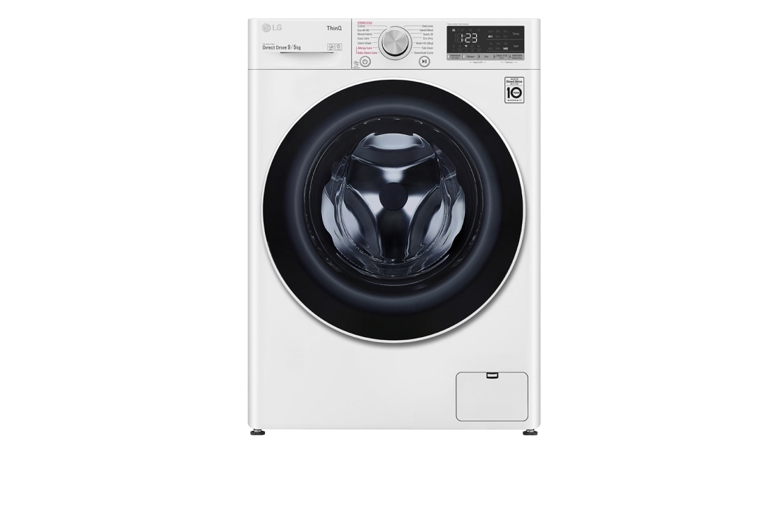 LG Maşină de spălat cu uscător (2 in 1) | 9kg spălare/5kg uscare | Clasa E | AI DD™ 10 ani garantie | Steam™ | ThinQ™ | Alb, F4DN409S0