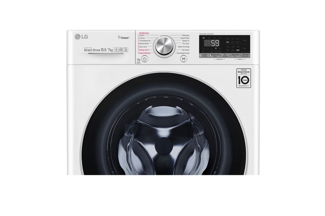 LG Mașină de spălat LG cu uscător | 10.5kg spălare | 7kg uscare | AI Direct Drive™ 10 ani garanție | Clasa A | Steam+™| ThinQ™ | Alb, F4DV710H1, thumbnail 4