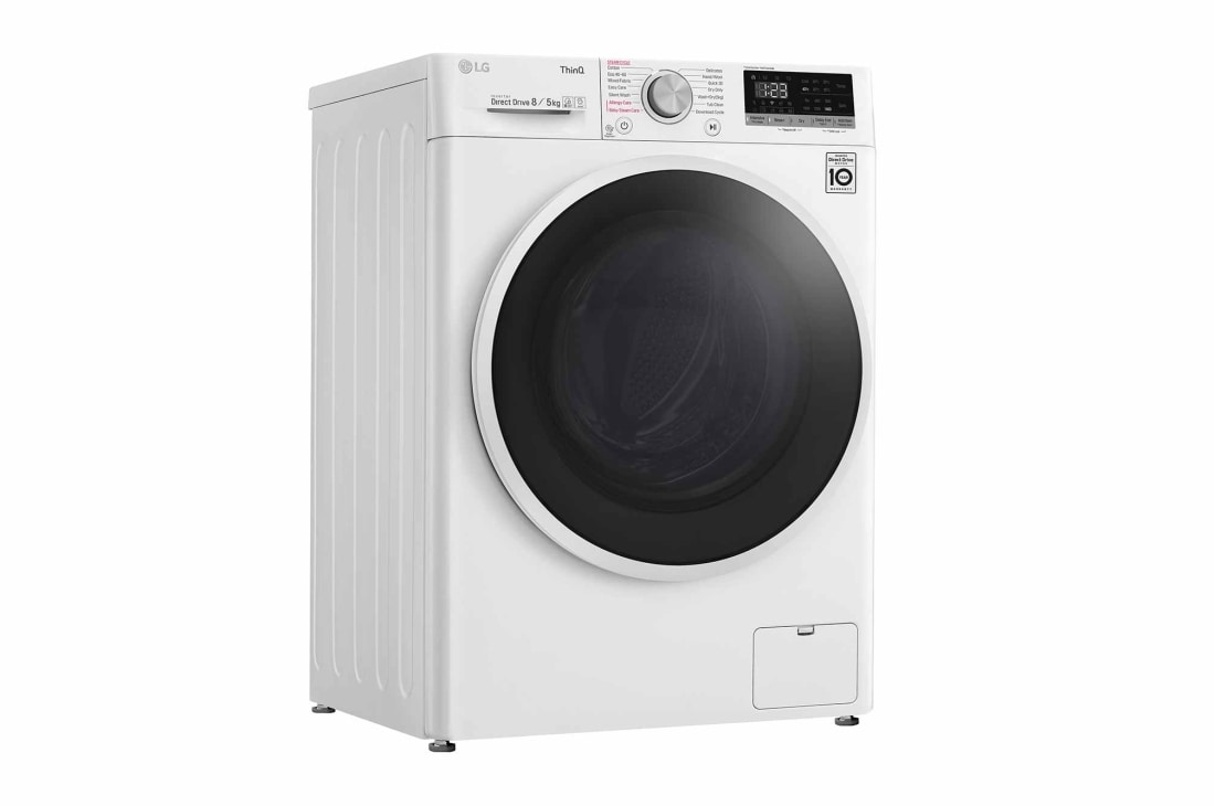 LG Mașină de spălat cu uscător | 8Kg spălare/5Kg uscare | 1400 rpm | AI Direct Drive™ | Clasa E |Clasa D ciclu spălare / Clasa E ciclu spălare + uscare | Steam™ | 6 Motion | ThinQ™ | Alb, F4DT408AIDD, thumbnail 10