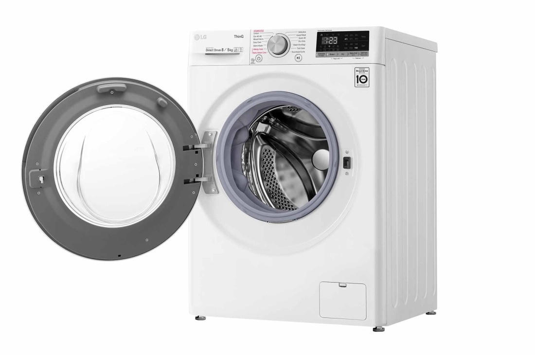 LG Mașină de spălat cu uscător | 8Kg spălare/5Kg uscare | 1400 rpm | AI Direct Drive™ | Clasa E |Clasa D ciclu spălare / Clasa E ciclu spălare + uscare | Steam™ | 6 Motion | ThinQ™ | Alb, F4DT408AIDD, thumbnail 11
