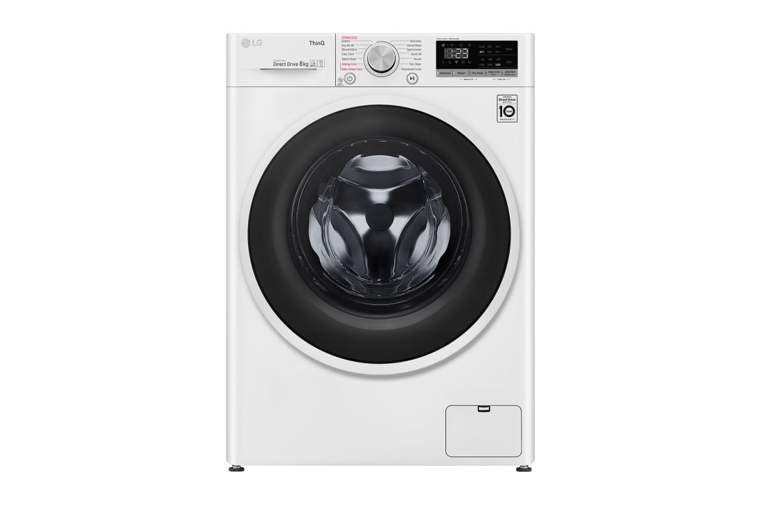 LG Mașină de spălat | 8Kg spălare | 1400 rpm | AI Direct Drive™ | Clasa D | Steam™ | ThinQ™ | Alb, F4WT408AIDD