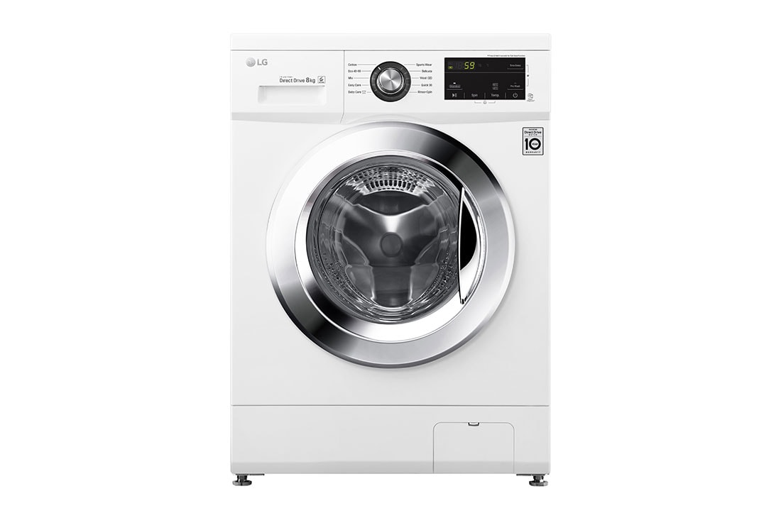 LG Mașină de spălat LG | 8kg spălare | 6 Motion Direct Drive™ 10 ani garanție | Clasa D | BabyCare | Smart Diagnosis™ | Alb, F4J3TN5WE, F4J3TN5WE