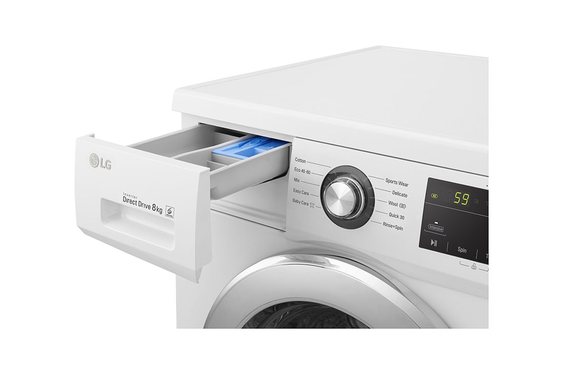 LG Mașină de spălat LG | 8kg spălare | 6 Motion Direct Drive™ 10 ani garanție | Clasa D | BabyCare | Smart Diagnosis™ | Alb, F4J3TN5WE, F4J3TN5WE, thumbnail 4