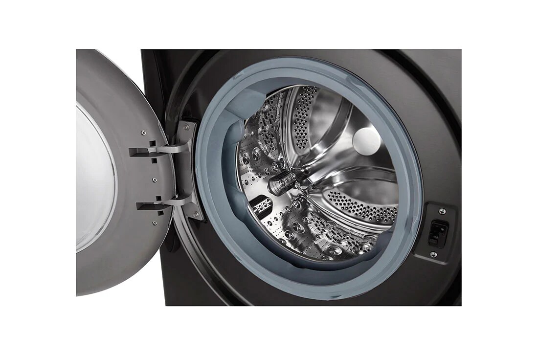 LG Mașină de spălat cu uscător | 10.5Kg spălare/7Kg uscare | 1400 rpm | AI Direct Drive™ | Clasa A ciclu spălare / Clasa E ciclu spălare + uscare | Steam™ | ThinQ™ | TurboWash™ | Gri închis, Close facade view, F4DV710S2SE, thumbnail 3