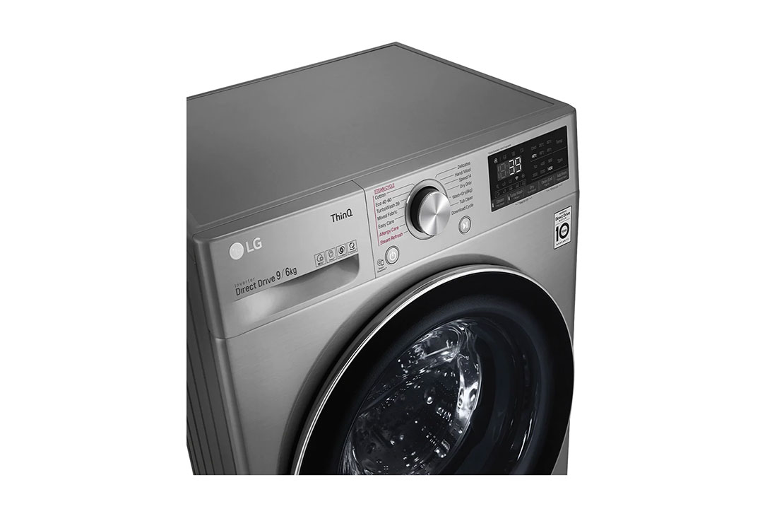 LG Mașină de spălat cu uscător  | 9Kg spălare/6Kg uscare | 1400 rpm | AI Direct Drive™ | Clasa A ciclu spălare / Clasa E ciclu spălare + uscare | Steam+™ | TurboWash™39 | ThinQ™ | Argintiu, F4DV709S2TE, F4DV709S2TE, thumbnail 2