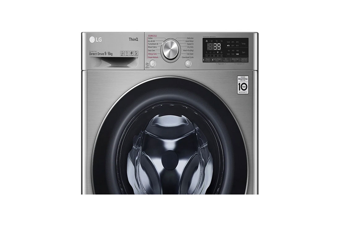 LG Mașină de spălat cu uscător  | 9Kg spălare/6Kg uscare | 1400 rpm | AI Direct Drive™ | Clasa A ciclu spălare / Clasa E ciclu spălare + uscare | Steam+™ | TurboWash™39 | ThinQ™ | Argintiu, F4DV709S2TE, F4DV709S2TE, thumbnail 4