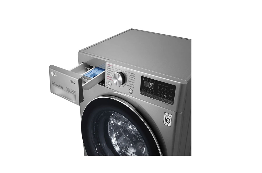 LG Mașină de spălat cu uscător  | 9Kg spălare/6Kg uscare | 1400 rpm | AI Direct Drive™ | Clasa A ciclu spălare / Clasa E ciclu spălare + uscare | Steam+™ | TurboWash™39 | ThinQ™ | Argintiu, F4DV709S2TE, F4DV709S2TE, thumbnail 5