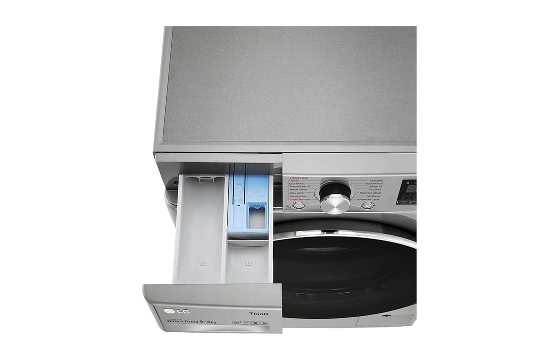 LG Mașină de spălat cu uscător  | 9Kg spălare/6Kg uscare | 1400 rpm | AI Direct Drive™ | Clasa A ciclu spălare / Clasa E ciclu spălare + uscare | Steam+™ | TurboWash™39 | ThinQ™ | Argintiu, F4DV709S2TE, F4DV709S2TE, thumbnail 6