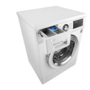 LG Mașină de spălat cu uscător | 8kg spălare/5kg uscare | 1400 rpm | 6 Motion Direct Drive™ | Clasa D ciclu spălare / Clasa E ciclu spălare + uscare | Smart Diagnosis™ | Alb, Top Left Perspective Open, F4J3TM5WE, thumbnail 7