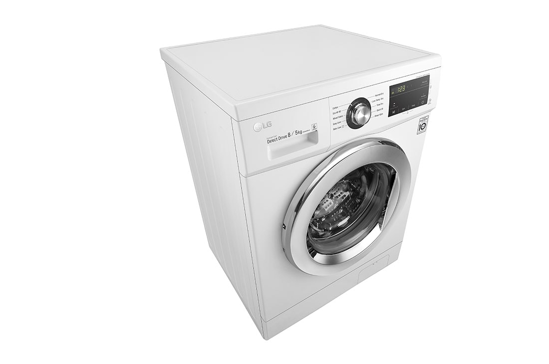 LG Mașină de spălat cu uscător | 8kg spălare/5kg uscare | 1400 rpm | 6 Motion Direct Drive™ | Clasa D ciclu spălare / Clasa E ciclu spălare + uscare | Smart Diagnosis™ | Alb, Top Left Perspective, F4J3TM5WE, thumbnail 6