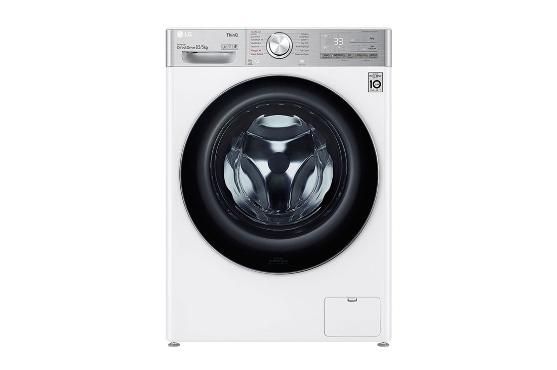 LG Mașină de spălat cu uscător Slim | 8.5 Kg spălare/5 Kg uscare | 1200 rpm | AI Direct Drive™ | Clasa A ciclu spălare / Clasa E ciclu spălare + uscare | TurboWash™ | Steam+™ | ThinQ™ | Alb, F2DV9S8H2E, F2DV9S8H2E