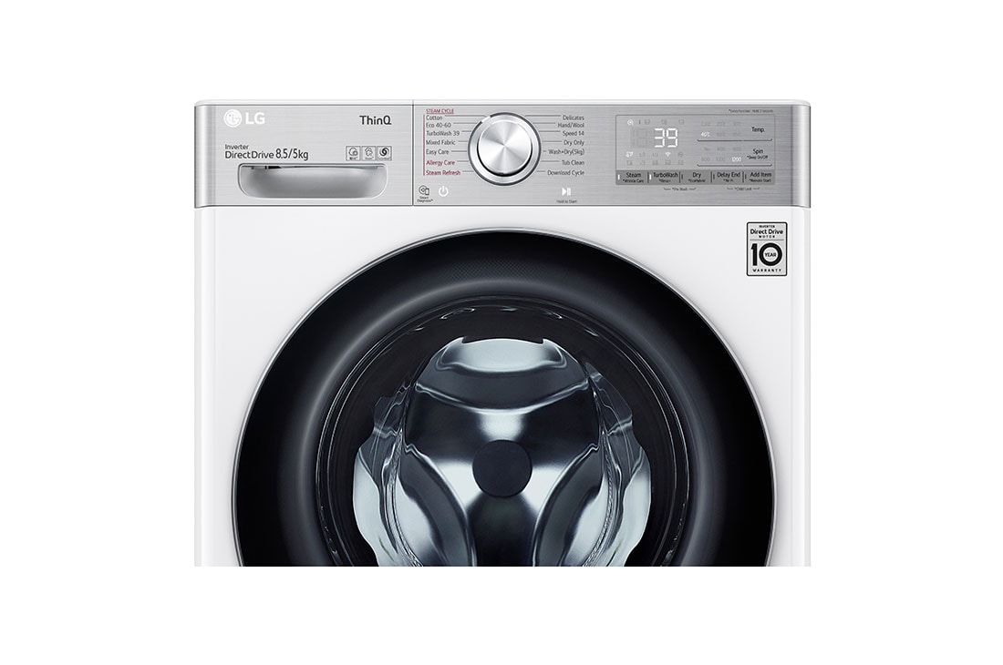 LG Mașină de spălat cu uscător Slim | 8.5 Kg spălare/5 Kg uscare | 1200 rpm | AI Direct Drive™ | Clasa A ciclu spălare / Clasa E ciclu spălare + uscare | TurboWash™ | Steam+™ | ThinQ™ | Alb, F2DV9S8H2E, F2DV9S8H2E, thumbnail 6