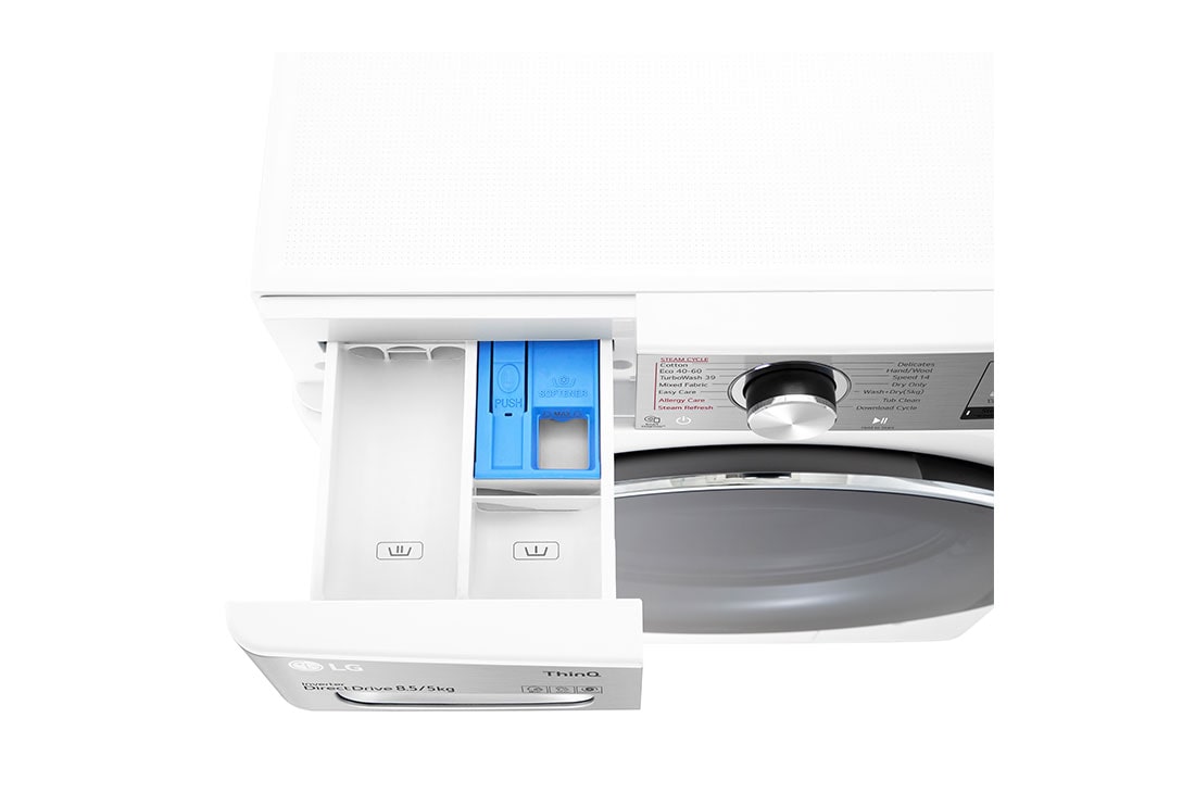 LG Mașină de spălat cu uscător Slim | 8.5 Kg spălare/5 Kg uscare | 1200 rpm | AI Direct Drive™ | Clasa A ciclu spălare / Clasa E ciclu spălare + uscare | TurboWash™ | Steam+™ | ThinQ™ | Alb, F2DV9S8H2E, F2DV9S8H2E, thumbnail 7