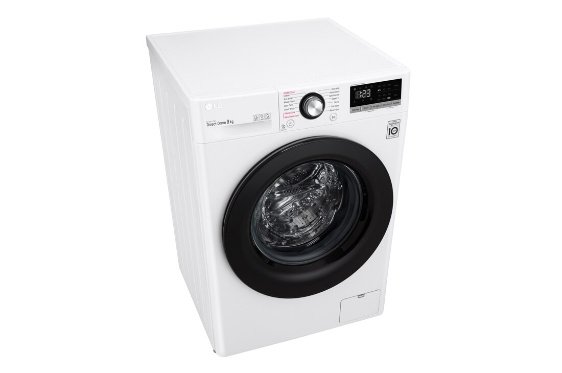 LG Mașină de spălat | 9 Kg spălare | 1400 rpm | AI Direct Drive™ | Clasa B | Compatibilitate cu TWINWash™ Mini | Steam™ | Smart Diagnosis™ | Alb, vedere din perspectivă de sus, F4WV309S6E, thumbnail 8