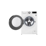LG Mașină de spălat | 9 Kg spălare | 1400 rpm | AI Direct Drive™ | Clasa B | Compatibilitate cu TWINWash™ Mini | Steam™ | Smart Diagnosis™ | Alb, vedere frontală cu ușa deschisă, F4WV309S6E, thumbnail 2
