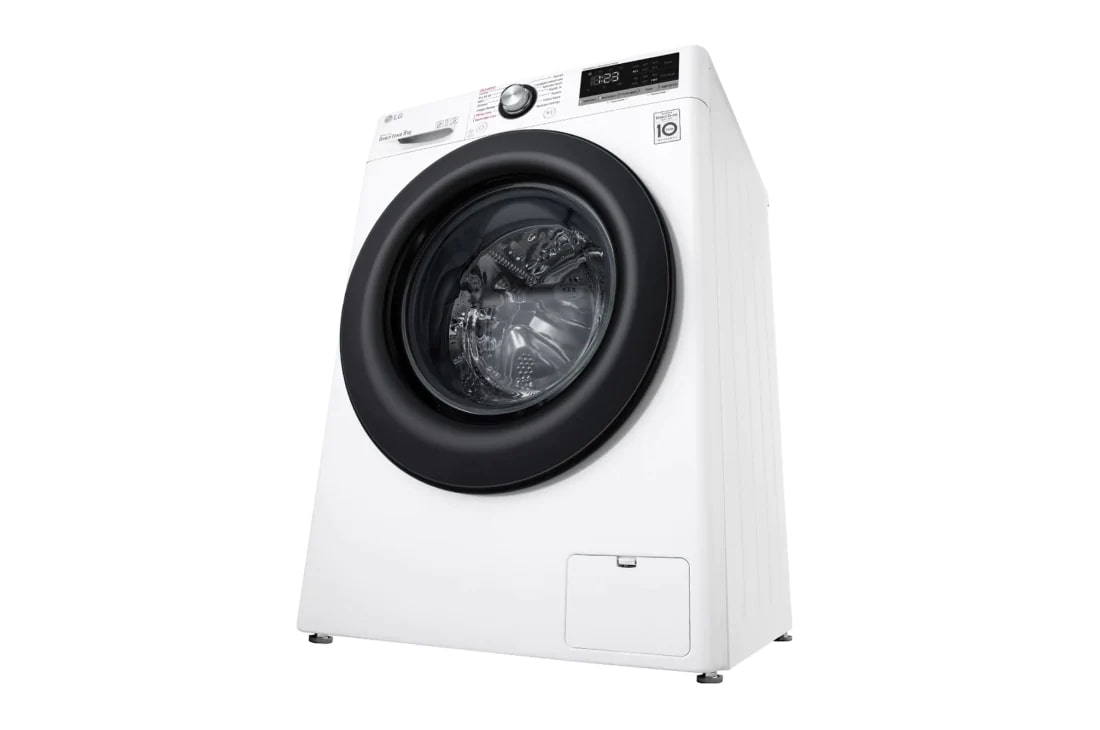 LG Mașină de spălat | 9 Kg spălare | 1400 rpm | AI Direct Drive™ | Clasa B | Compatibilitate cu TWINWash™ Mini | Steam™ | Smart Diagnosis™ | Alb, vedere din perspectivă din dreapta jos, F4WV309S6E, thumbnail 13