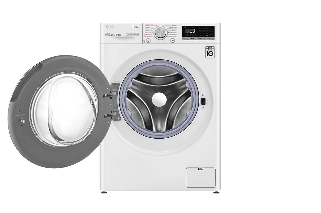 LG Mașină de spălat cu uscător | 9Kg spălare / 6Kg uscare | AI Direct Drive™ | Clasa B ciclu spălare / Clasa E ciclu spălare + uscare  | TurboWash™ 59| Steam™ | ThinQ™ | Alb, Front image, F4DV509S0E, thumbnail 2