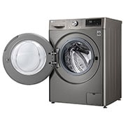 LG Mașină de spălat cu uscător | 9Kg spălare/6Kg uscare | 1400 rpm | AI Direct Drive™ | Clasa B ciclu spălare / Clasa E ciclu spălare + uscare | ThinQ™ | Steam™ | Platină, vederea din perspectivă din dreapta cu sertarul deschis, F4DV509S2TE, thumbnail 11