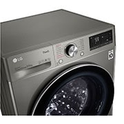 LG Mașină de spălat cu uscător | 9Kg spălare/6Kg uscare | 1400 rpm | AI Direct Drive™ | Clasa B ciclu spălare / Clasa E ciclu spălare + uscare | ThinQ™ | Steam™ | Platină, vedere părții de sus și a unității de comandă de sus, F4DV509S2TE, thumbnail 3