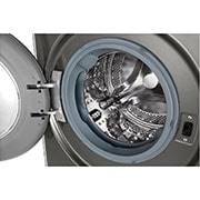 LG Mașină de spălat cu uscător | 9Kg spălare/6Kg uscare | 1400 rpm | AI Direct Drive™ | Clasa B ciclu spălare / Clasa E ciclu spălare + uscare | ThinQ™ | Steam™ | Platină, vedere interioară cu dispozitivul de ridicare din oțel inoxidabil, F4DV509S2TE, thumbnail 4