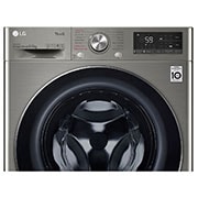 LG Mașină de spălat cu uscător | 9Kg spălare/6Kg uscare | 1400 rpm | AI Direct Drive™ | Clasa B ciclu spălare / Clasa E ciclu spălare + uscare | ThinQ™ | Steam™ | Platină, vedere părții de sus și a unității de comandă de sus, F4DV509S2TE, thumbnail 5