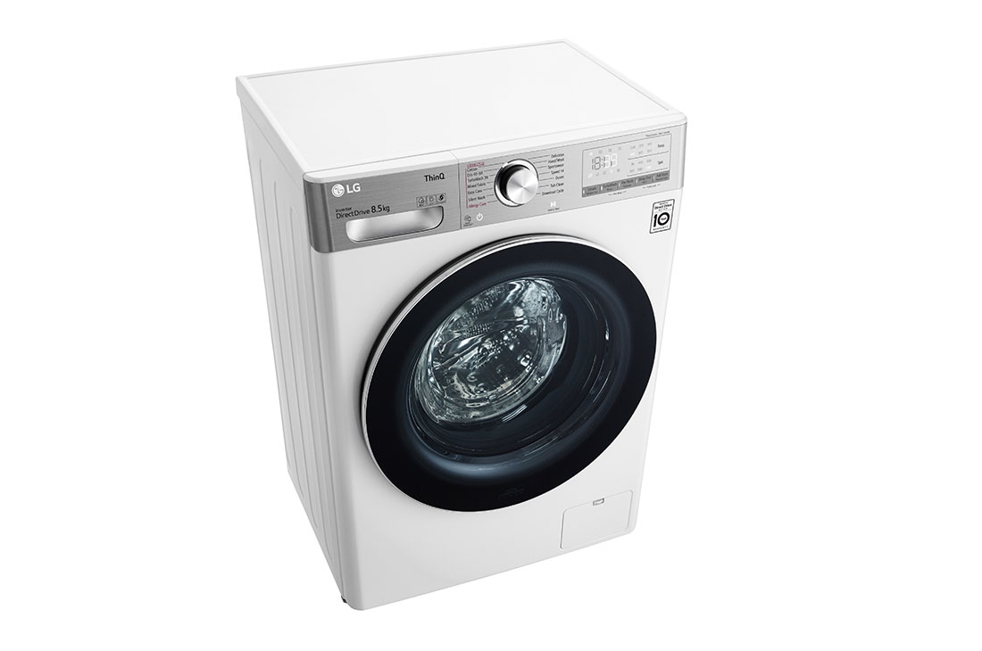 LG Mașină de spălat Slim | 8.5kg spălare | 1200 rpm | AI Direct Drive™ | Clasa A | Steam™ | ThinQ™ | Alb, Top Perspective_slim, F2WV9S8P2E, thumbnail 8