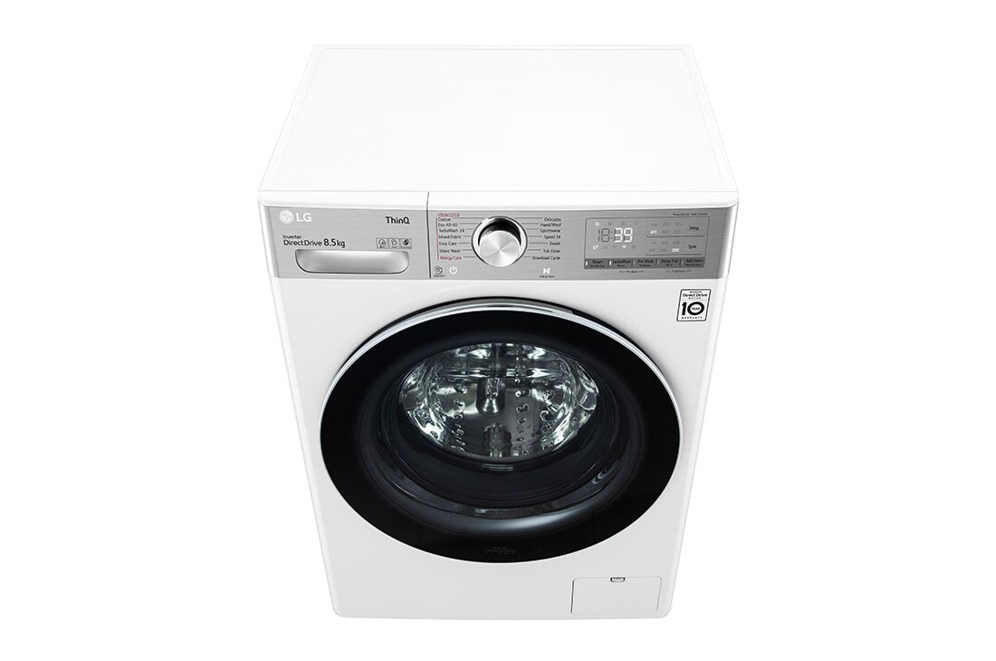 LG Mașină de spălat Slim | 8.5kg spălare | 1200 rpm | AI Direct Drive™ | Clasa A | Steam™ | ThinQ™ | Alb, Top_Perspective_slim, F2WV9S8P2E, thumbnail 9