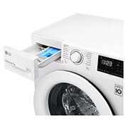 LG Mașină de spălat | 7kg spălare | 1200 rpm | AI Direct Drive™ | Clasa D | Steam™ | Smart Diagnosis™ | Alb, vedere superioară a părții de sus și a unității de comandă cu sertarul deschis, F2WV3S7S3E, thumbnail 5