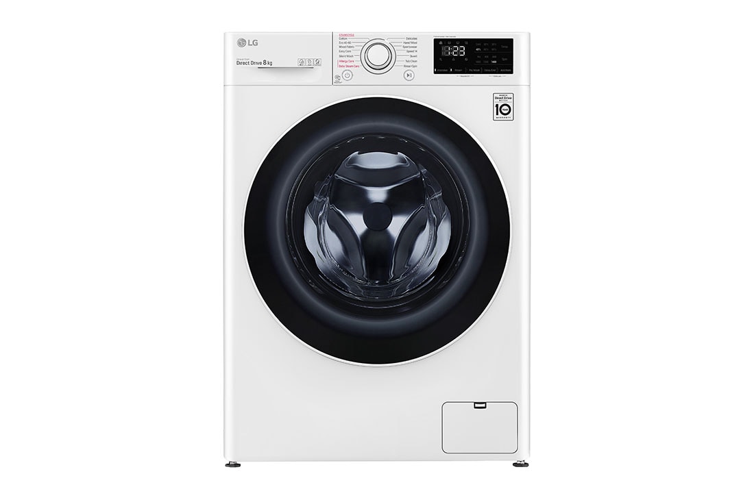 LG Mașină de spălat | 8kg spălare | 1400 rpm | AI Direct Drive™ | Clasa B | Steam™ | Smart Diagnosis™ | Alb, Front image, F4WV328S0U