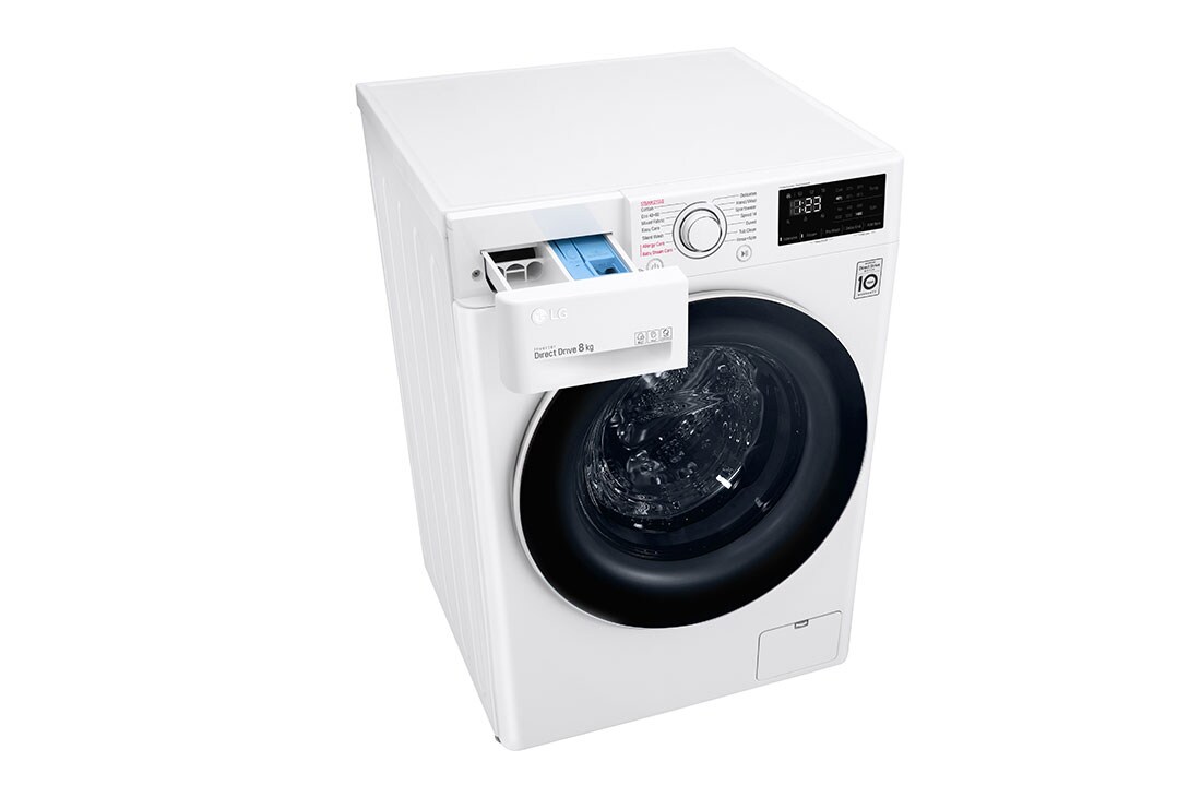 LG Mașină de spălat | 8kg spălare | 1400 rpm | AI Direct Drive™ | Clasa B | Steam™ | Smart Diagnosis™ | Alb, Top Perspective image, F4WV328S0U, thumbnail 9