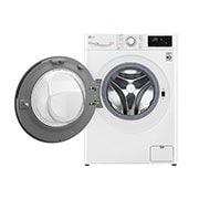LG Mașină de spălat pentru 7 kg de haine, Clasa D,  AI DD, dispozitiv de ridicare din oțel inoxidabil, corp alb, ușă neagră, Front_Open_slim, F2WV3S7AIDD, thumbnail 2