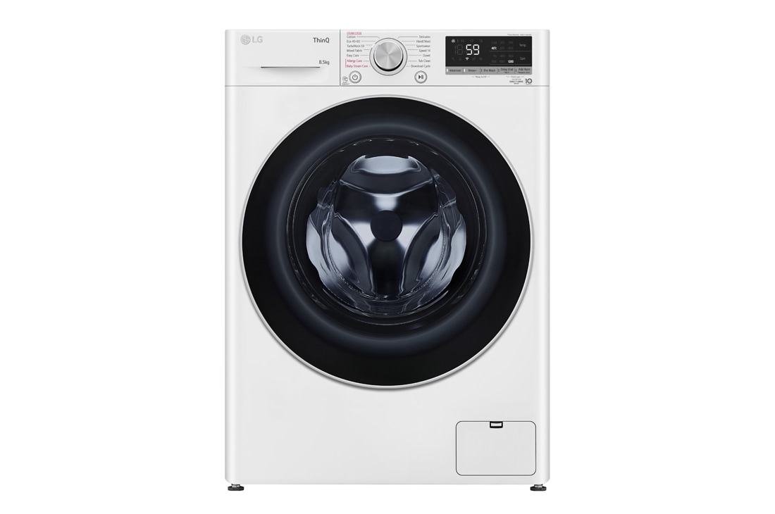LG Mașină de spălat Slim | 8.5kg spălare | 1200 rpm | AI Direct Drive™ | Clasa C | Steam™ | TurboWash™59 | Alb, F2WV5S8S1E, F2WV5S8S1E