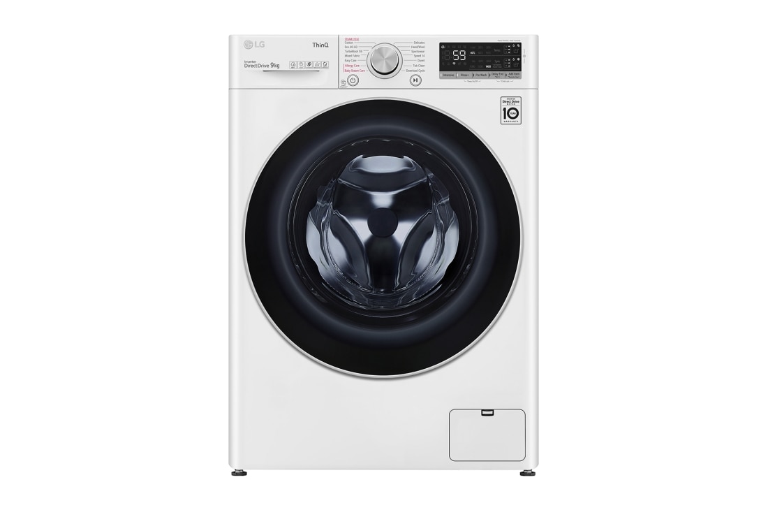 LG  Mașină de spălat LG | 9kg spălare | 1400 rpm | AI Direct Drive™ | Clasa B | Steam™ | TurboWash™ | ThinQ™ | Alb, Front view , F4WV509S1EA