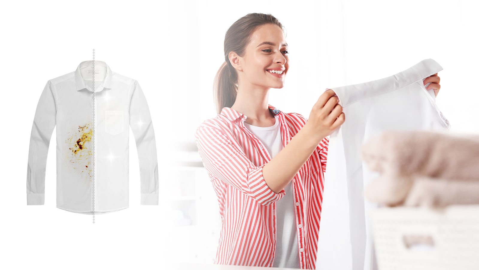 " Există o cămașă în partea stângă, jumătate murdară, jumătate curată.