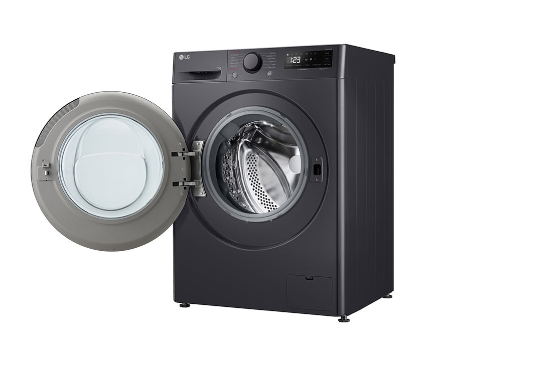LG Masina de spalat LG, 11kg, 1400 rpm, Clasa A, Motor Inverter Direct Drive, Turbowash, Steam, Gri Antracit, Left door open, F4WR511S2M, thumbnail 13