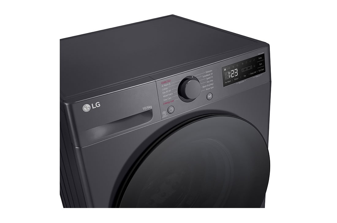 LG Mașină de spălat cu uscător, 10/6kg, 1400rpm, Motor Inverter Direct Drive, Steam, Detail, F4DR510S2M, thumbnail 3
