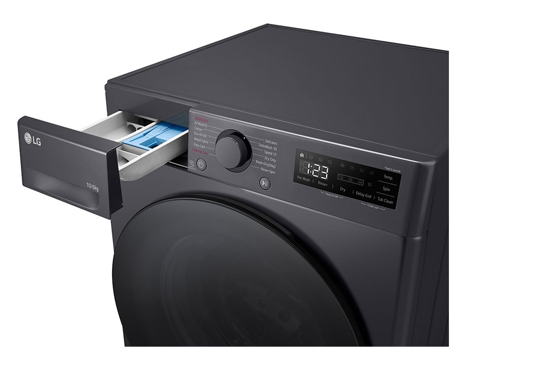 LG Mașină de spălat cu uscător, 10/6kg, 1400rpm, Motor Inverter Direct Drive, Steam, Detail, F4DR510S2M, thumbnail 6