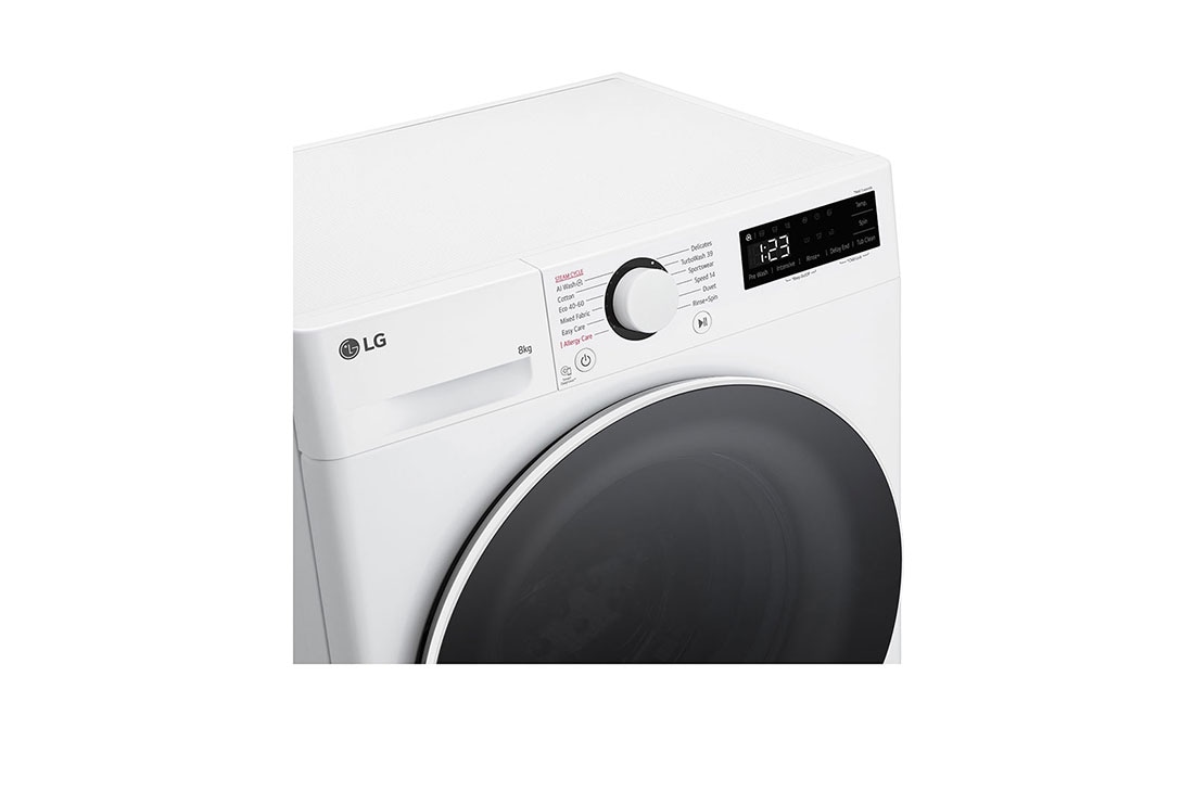 LG Masina de spalat LG, Slim, 8 kg, 1200 rpm, Clasa A, Motor Inverter Direct Drive, Steam, Alb, Detail, F2WR508S0W, thumbnail 3